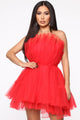Exclusive Tulle Mini Dress - Red