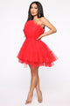 Exclusive Tulle Mini Dress - Red