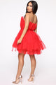 Exclusive Tulle Mini Dress - Red