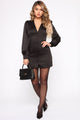 Branch Out Satin Mini Dress - Black