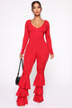 Señorita Ruffle Jumpsuit - Red