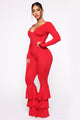 Señorita Ruffle Jumpsuit - Red