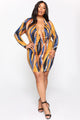Lets Get Lost Mini Dress - Blue/Mustard