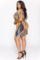 Lets Get Lost Mini Dress - Blue/Mustard