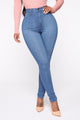 Classic High Waist Skinny Jeans - Medium Blue Wash