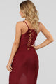 Azariah Lace Up Maxi Dress - Burgundy