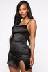 Simple Things In Life Satin Mini Dress - Black