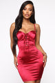 Bachelor Girl Satin Mini Dress - Red