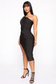 Stole Your Heart Bandage Midi Dress - Black