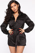 Button Up Satin Romper - Black