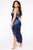 Miss Honey Satin Midi Slip Dress - Navy