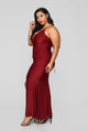 Azariah Lace Up Maxi Dress - Burgundy