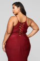 Azariah Lace Up Maxi Dress - Burgundy