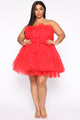 Exclusive Tulle Mini Dress - Red