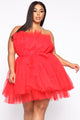 Exclusive Tulle Mini Dress - Red