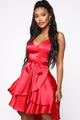 Looking Lovely Maxi Satin Dress - Red
