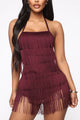 Party Crasher Fringe Romper - Wine