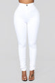 Super High Waist Denim Skinnies - White