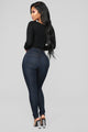 Classic High Waist Skinny Jeans - Dark Denim
