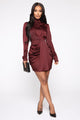 Raise Your Glass Satin Mini Dress - Red/Brown