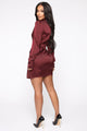 Raise Your Glass Satin Mini Dress - Red/Brown