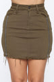Nadia Denim Zipper Skirt - Olive