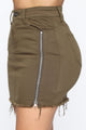 Nadia Denim Zipper Skirt - Olive