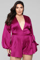 Sophia Satin Romper - Magenta