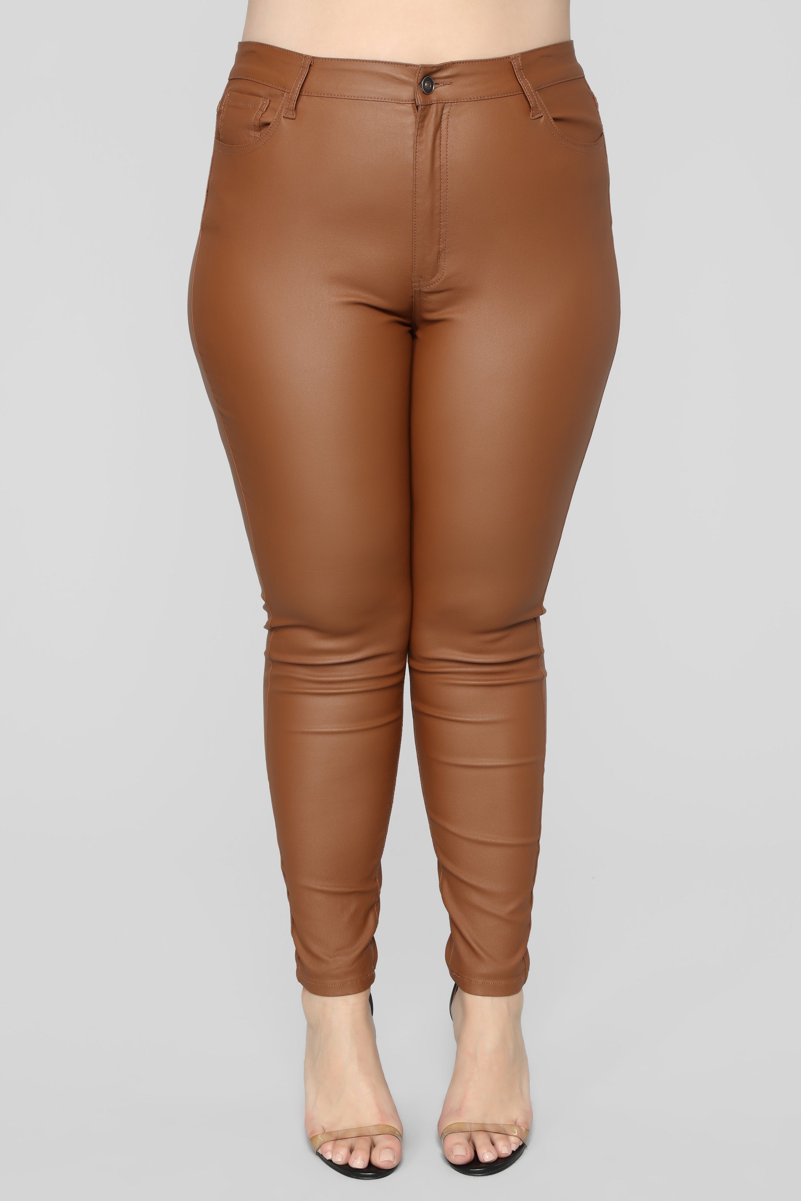 Double Dare Faux Leather Pants - Camel