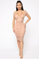 Ruched Into It Mini Dress - Taupe