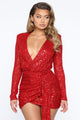 Center Stage Sequin Mini Dress - Red