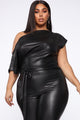 Want You Back PU Jumpsuit - Black