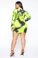 Queen Tie Dye Mini Dress - Green/combo