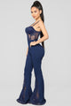 Keep It Straight Laced Jumpsuit - Dark Indigo
