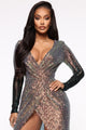 Chasing Dreams Sequin Maxi Gown - Gold/Hunter