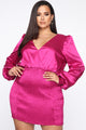 In Charge Satin Mini Dress - Magenta