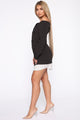 Working Hard Off Shoulder Blazer Dress - Black/White