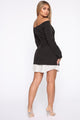 Working Hard Off Shoulder Blazer Dress - Black/White