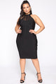 Midnight Escape Bandage Midi Dress - Black