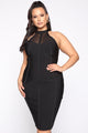 Midnight Escape Bandage Midi Dress - Black