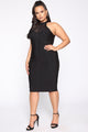 Midnight Escape Bandage Midi Dress - Black