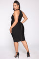Midnight Escape Bandage Midi Dress - Black
