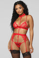 Shut It Down 3 Piece Garter Set - Red