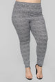 What A Houndstooth Print Leggings - Black/White