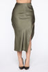 Celebrate Success Satin Midi Skirt - Olive