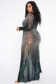Chasing Dreams Sequin Maxi Gown - Gold/Hunter
