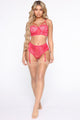 Night In Lace Bustier Garter Set  - Pink