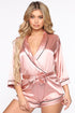 Sunday Morning Satin Sleep Romper - Pink
