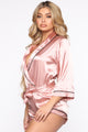Sunday Morning Satin Sleep Romper - Pink