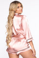 Sunday Morning Satin Sleep Romper - Pink